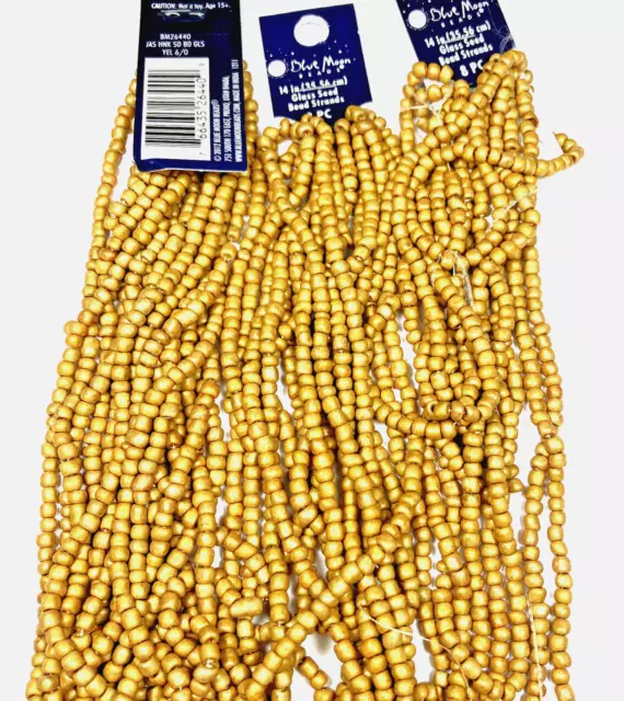 21 Strands Blue Moon Yellow/Gold color Glass Seed Beads 14 inch BULK