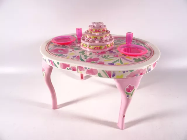 Vintage Barbie Furniture Birthday Table Dining Table with Function + Accessories (14436)