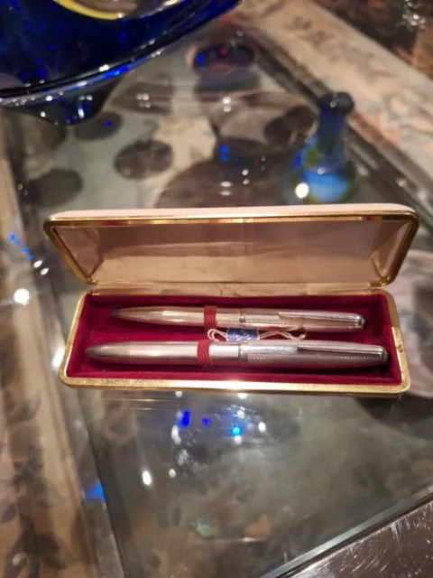 Vintage Bolascrip German Solid Silver Fountain Pen & Ball Pen Set, VGC