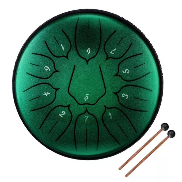 Tongue Drum Hand Pan with Drumsticks Percussion Instrument 6 inch 11 Tone Steel