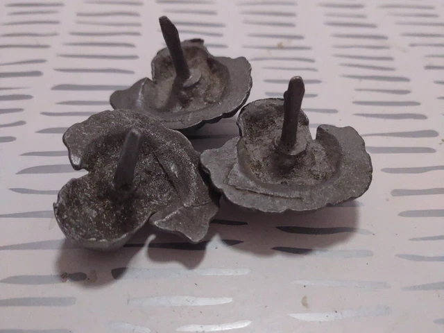 Vintage Casted Pewter Upholstery Tacks/Nails Cherub Face 3pc 2