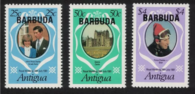 Barbuda Charles and Diana Royal Wedding Perf 12 Changed Colours 3v DEF 1981