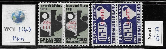 WC1_13409. ITALY:TRIESTE FTT. Pairs of 1951 MILAN'S ART FAIR.Scott 126-127. MNH