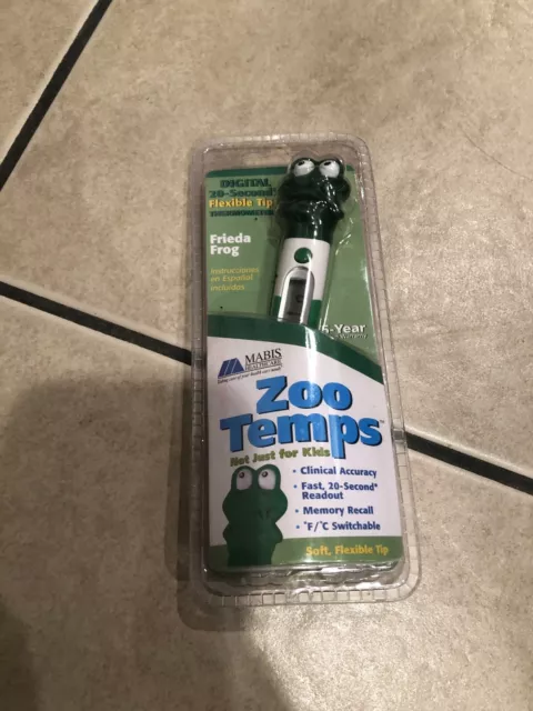 NEW!! Zoo Temps "Frieda Frog" by Mabis-Digital Thermometer for Kids!