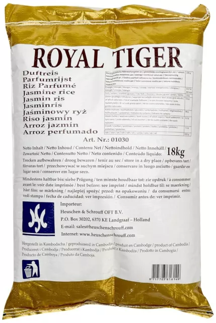 18 kg Royal Tiger Duftreis Jasminreis Premium Qualität AAA Reis Jasmin Reis ganz 2