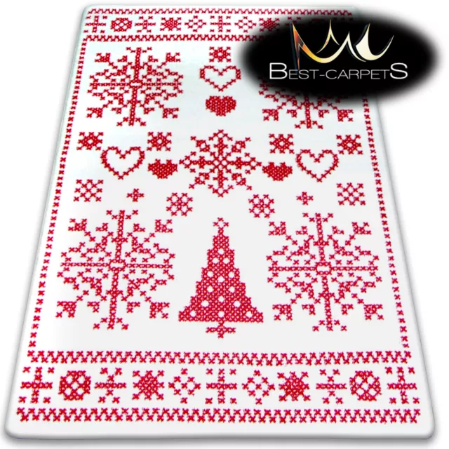 CHRISTMAS RUGS 'XMAS' CARPETS X-Mas Tree Carpet Raindeer Santa Claus Snow Stars