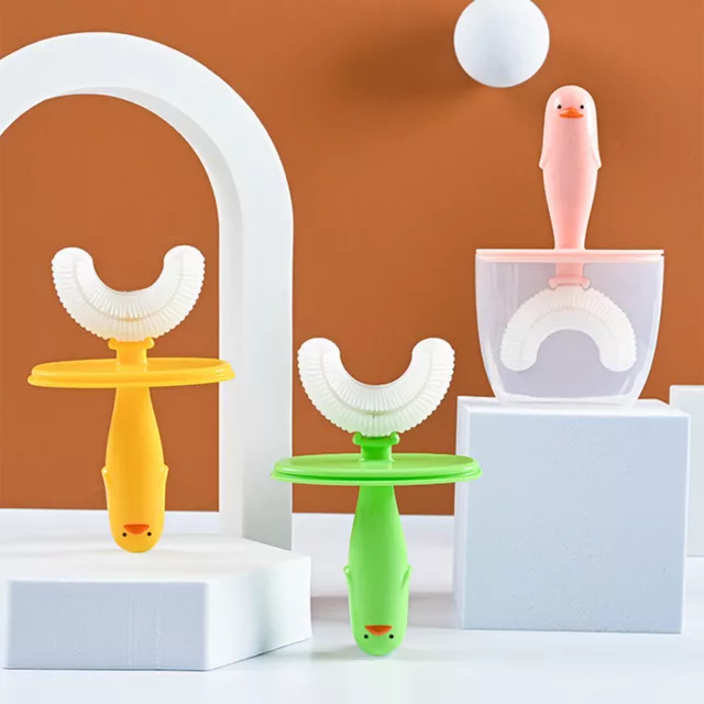 1 Set Toddler Toothbrush Non-slip Handle Easy-grip U-shaped Toothbrush Baby