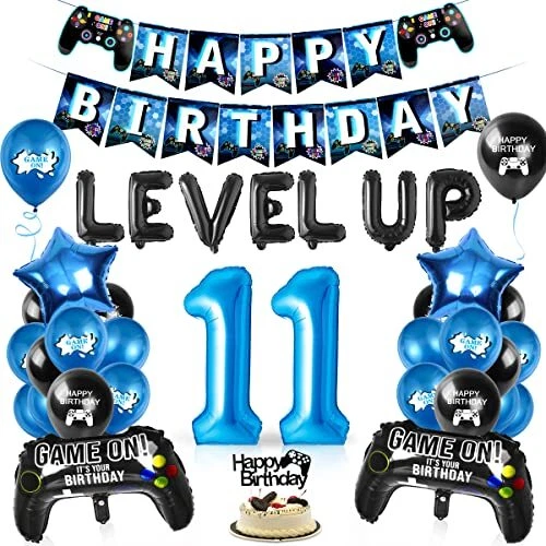Décoration de Jeux Vidéo Ballons 11 ans Anniversaire Gamer 11 ans Ballon Mane...