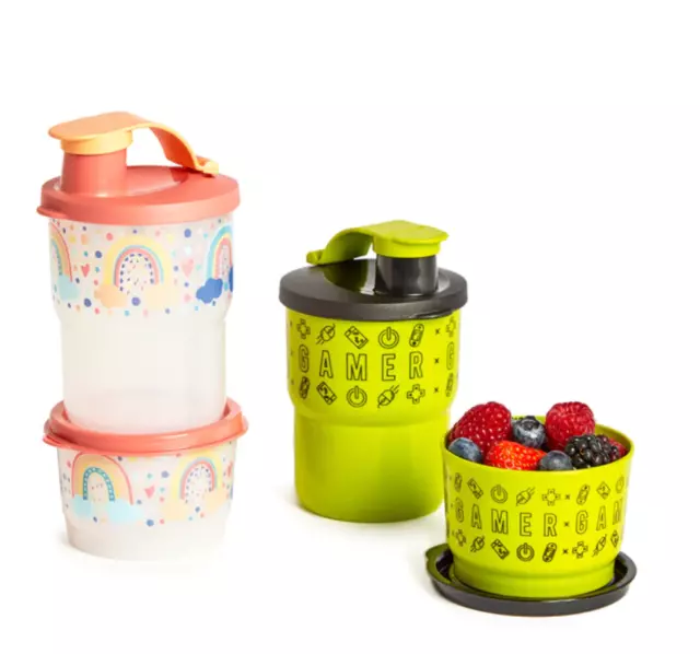 Tupperware Kids Snack Set Rainbow or Gamer - Snack Cup & Tumbler Containers  New