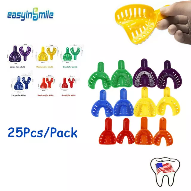 Dental Impression Trays Ortho Perforated Impression Trays Disposable S/M/L 25pcs
