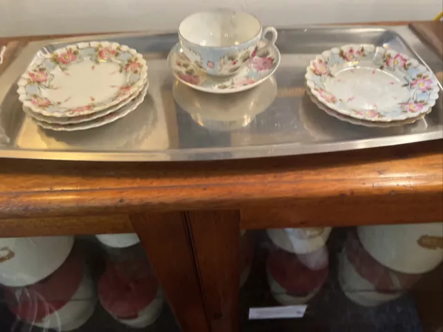 Delicate Oriental Handpainted Cup & Saucer with Sweet Plates