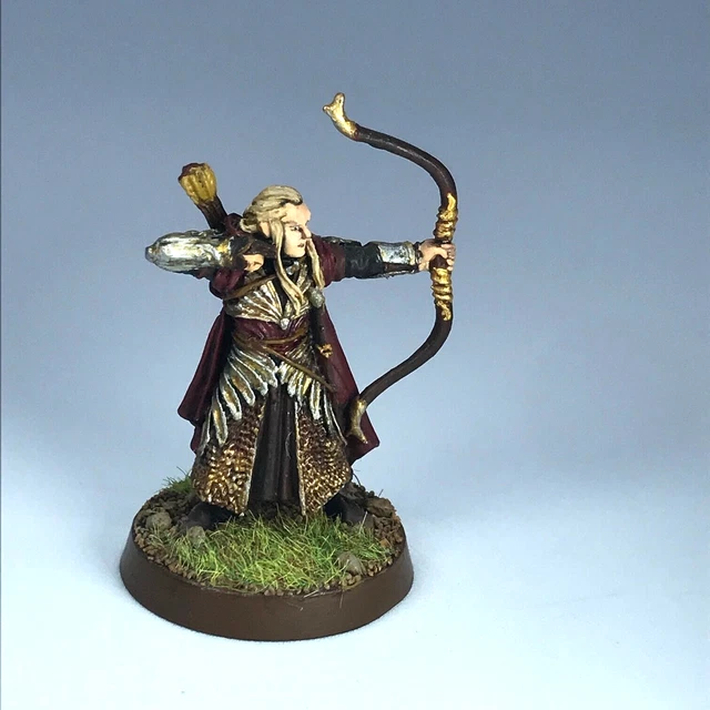Warhammer style depiction of Haldir with elven armor and spear