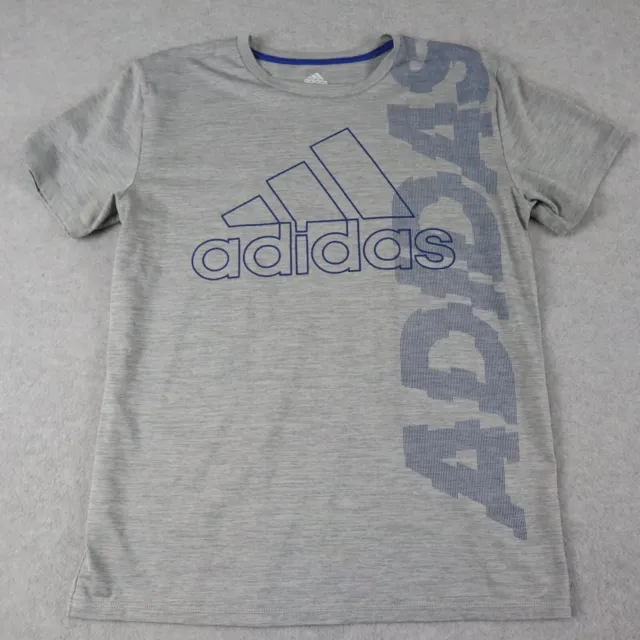 Adidas Shirt Boys XL 18-20 Activewear Gray Short Sleeve
