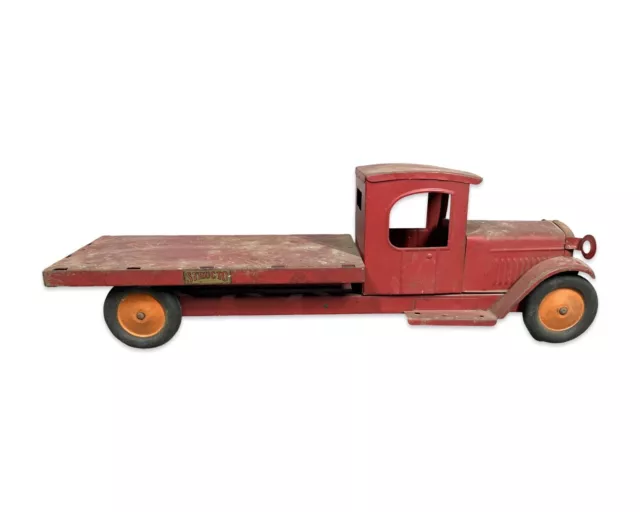 1920's Antique STRUCTO Old PRESSED STEEL Toy FLAT BED Work TRUCK Original Paint