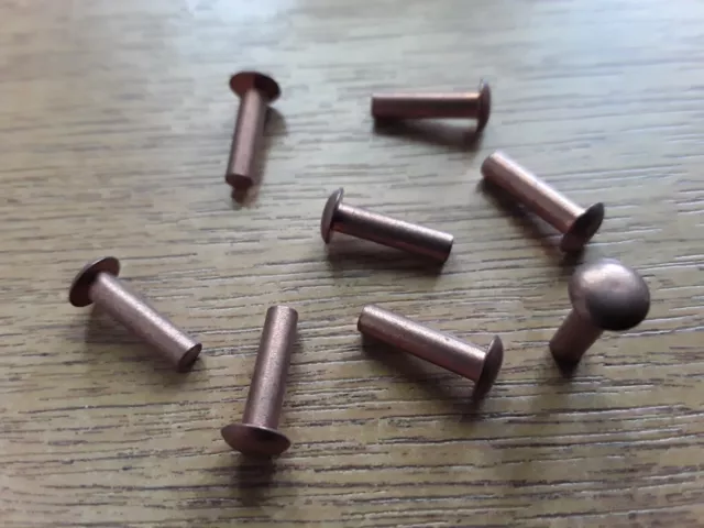1/8"" (3,2 mm) x 1/2"" (12,7 mm) TESTA TRALICCIO FUNGO RIVETTO RAME SOLIDO QTY 8