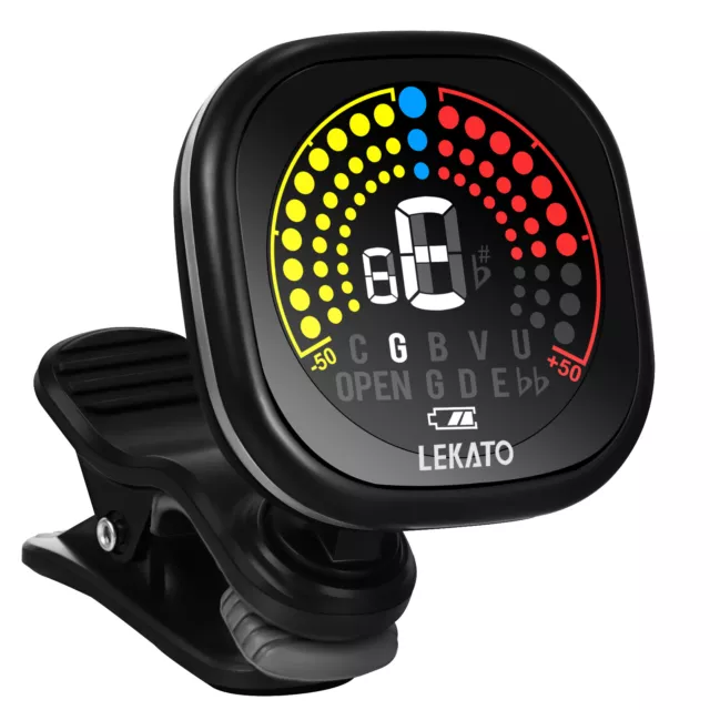 LEKATO Clip On Chromatic Guitar Tuner LCD Display for Guitar Bass Violin Ukulele