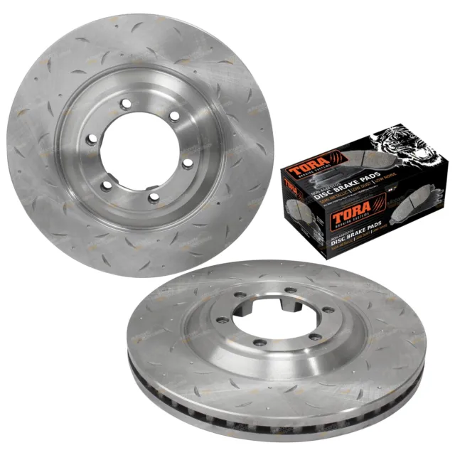 Front Slotted Dimple Drilled Disc Brake Rotors + Pads for Colorado RG & 7 12~