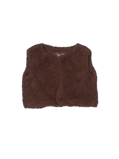 Rene Rofe Girls Brown Faux Fur Vest 6-9 Months