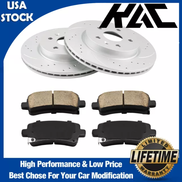 Rear Drilled Rotors + Ceramic Brake Pads For Chevy Impala Malibu LaCrosse Regal