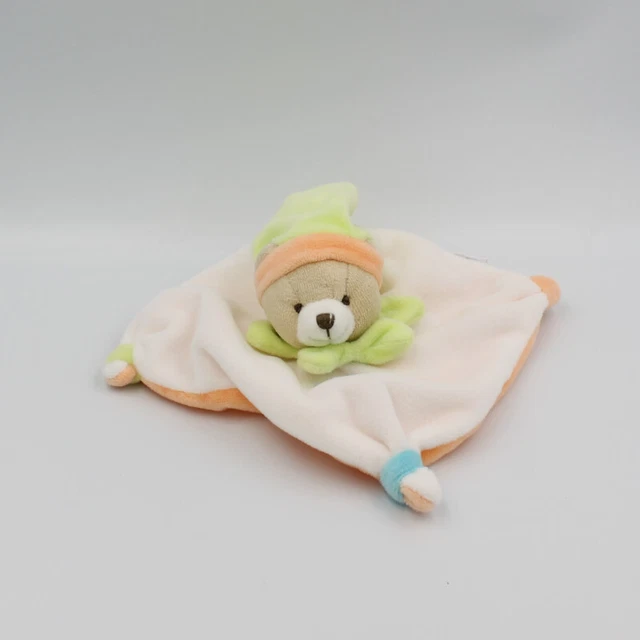 Doudou et compagnie plat ours blanc orange vert bleu - 26153