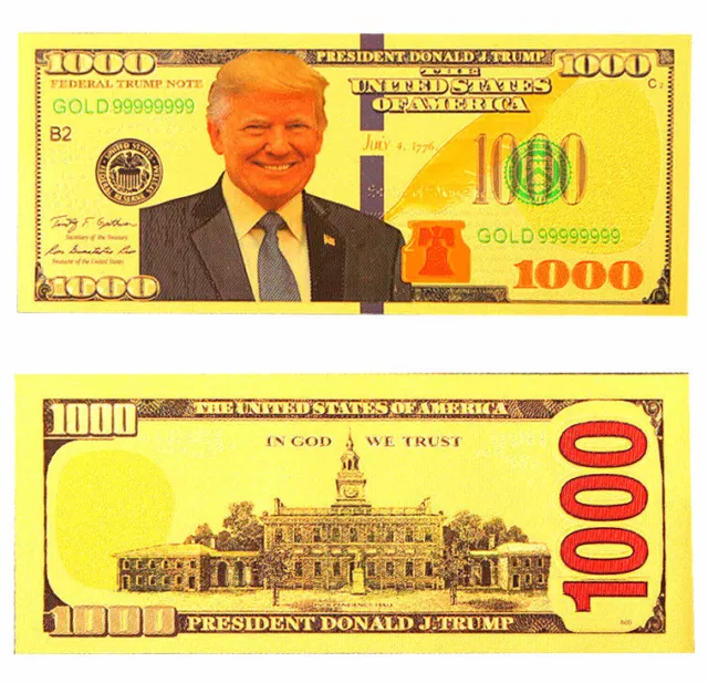 ★★ Billet Polymer  " Or " Du 1000 Dollars Trump ★ B ★