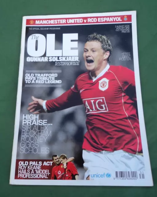 MANCHESTER UNITED v RCD ESPANYOL - The OLE GUNNAR SOLSKJAER TESTIMONIAL 02/08/08