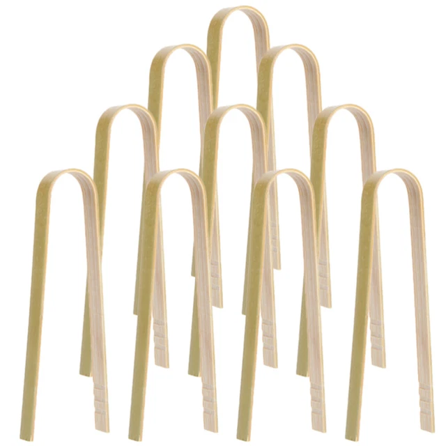 10 Pcs Sugar Tongs Kungfu Tea Tong Bamboo Clip Mini Toasts Wooden