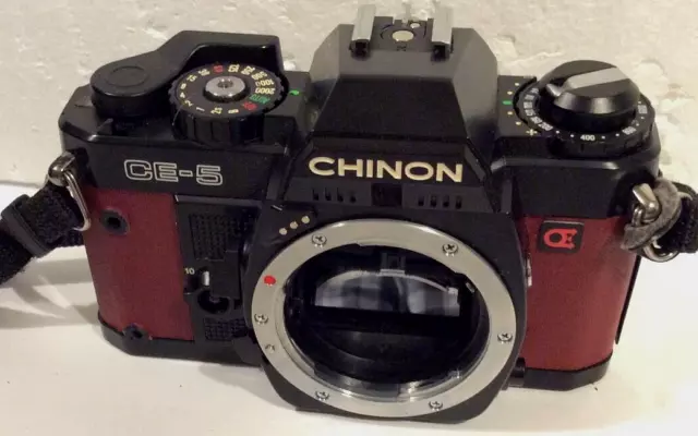 Chinon CE-5 35mm Film SLR Camera Body Only, Pentax K, Brown Trim