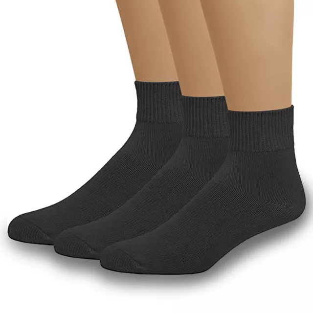 Men's Big and Tall Diabetic Non-Binding Comfort Top Ankle Quarter Socks 3-Pack