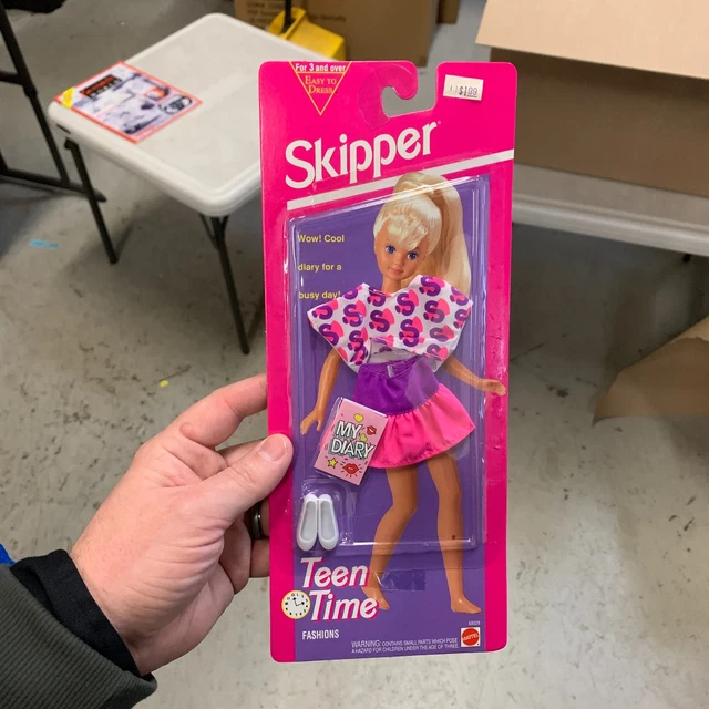 Mattel 1993 Skipper Teen Time Fashions Barbie Sister MOC Neon Pink / Purple