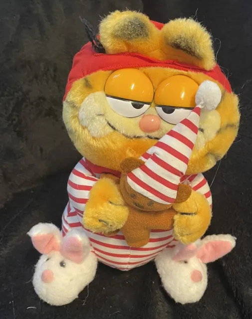 Garfield Plush Toy Bedtime with Pookie  Vintage 1981 Dakin