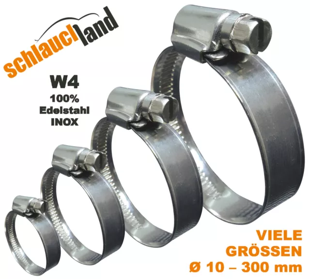 EDELSTAHLSCHELLE W4 12mm V2A INOX SCHLAUCHSCHELLE Schneckengewinde Edelstahl Set