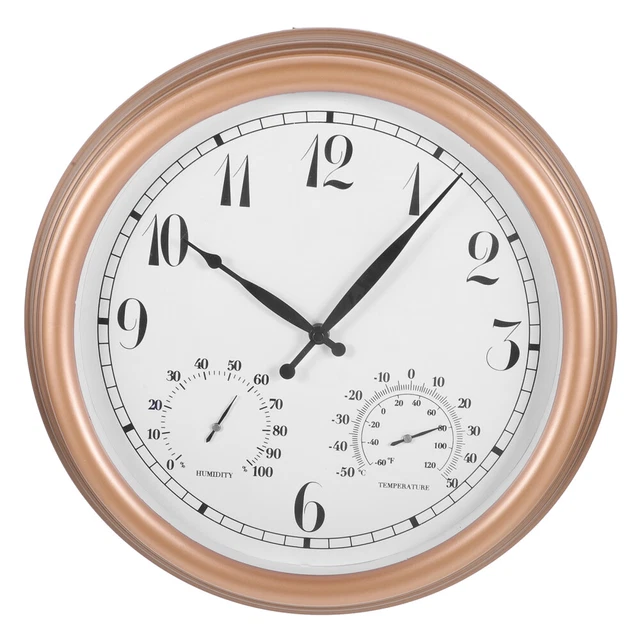 Orologio Da Parete Da Giardino Con Orologio Da Esterno Per Interni, Grandi Orologi Da Parete Impermeabili Da 15 Pollici Con Termometro E Igrometro Orologio Da Parete Decorativo Silenzioso A Batteria - Foto 2