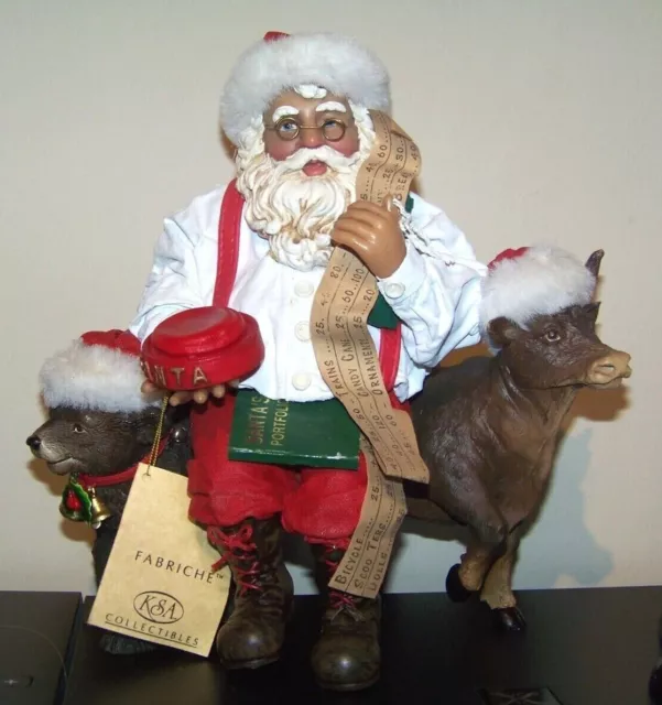 Unique Christmas Kurt S. Adler Fabriche Santa Figure with Bear and Cow