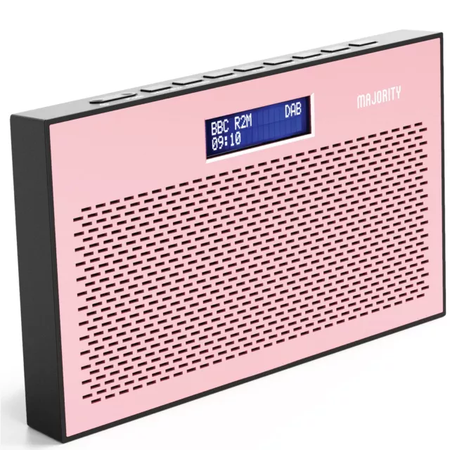 Majority Histon II Portable DAB Radio DAB/DAB+ & FM Compact Battery Mains Rose