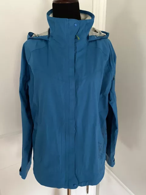 LL Bean Womens Rain/Windbreaker Jacket Blue Full Zip Hooded Floral Pattern Sz M