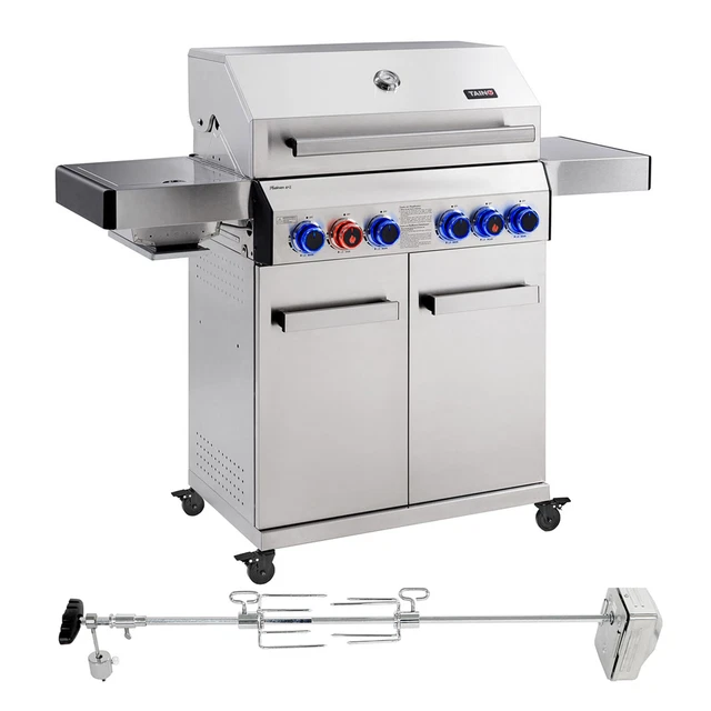 TAINO PLATINUM 4+2 Gasgrill Grill Set Drehspieß Edelstahl Keramik Sear-Burner