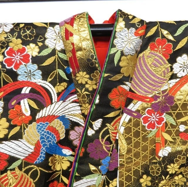 Japanese Kimono Uchikake Luxurious Wedding Embroidery Pure Silk Gold/Black K480 15
