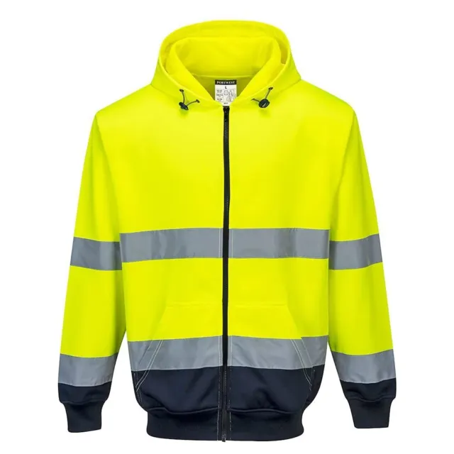 Portwest Two-Tone Zip Front Hoodie - Yellow/Navy - Large