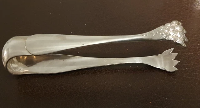 Ancienne Pince à Sucre En Argent Massif - Motif Vieillard - Art De La Table