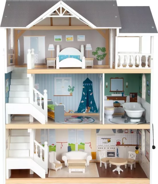 Grande Maison De Poupée Villa En Bois Avec Accessoires Jouets Pour Enfants