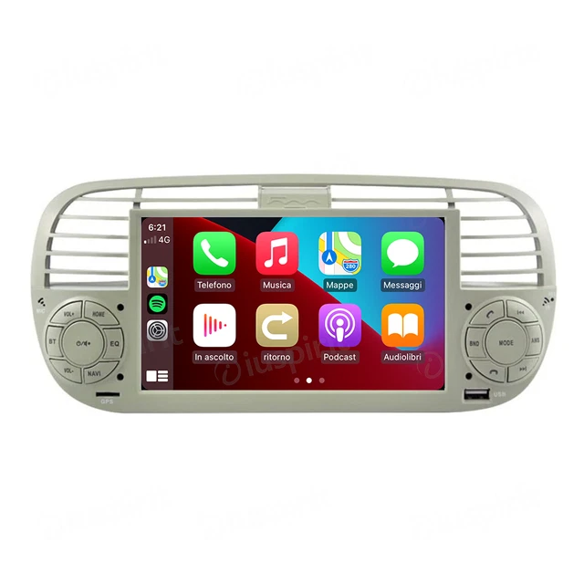 Autoradio Android 14 Per Fiat 500 / Abarth 2007-2016 - 7 Pollici, 4GB RAM, 32GB ROM, GPS, Carplay, USB - 3