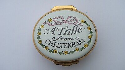 A TRIFLE FROM CHELTENHAM ENAMEL TRINKET BOX by CRUMMLES OF ENGLAND
