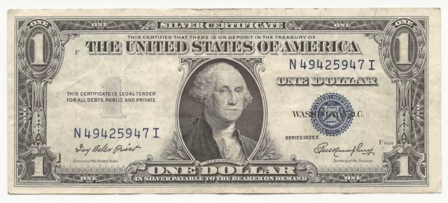 1935-E $1 Dollar Bill Silver Certificate Note Hand Picked VG/FINE FREE SHIPPING