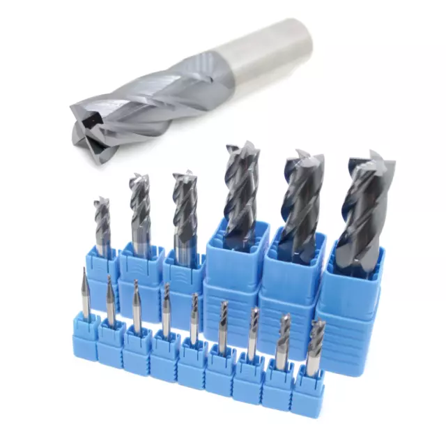 Solid Carbide End Mill 4 Flute HRC45 TiAIN Coated Slot Drills - 1mm to 20mm