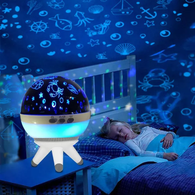 LED Sternenlicht Nachtlicht Einschlafhilfe Baby Lampe Sternenhimmel Meereswelt