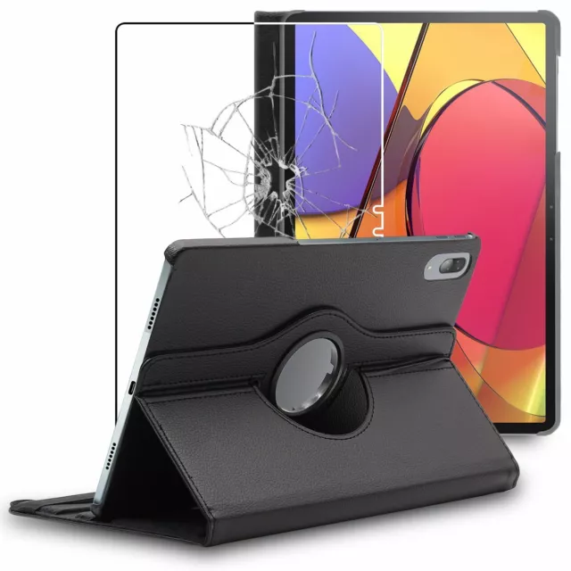 Cover Lenovo Tab P11 Pro Custodia Protezione Pelle PU + Vetro Temperato, Nero