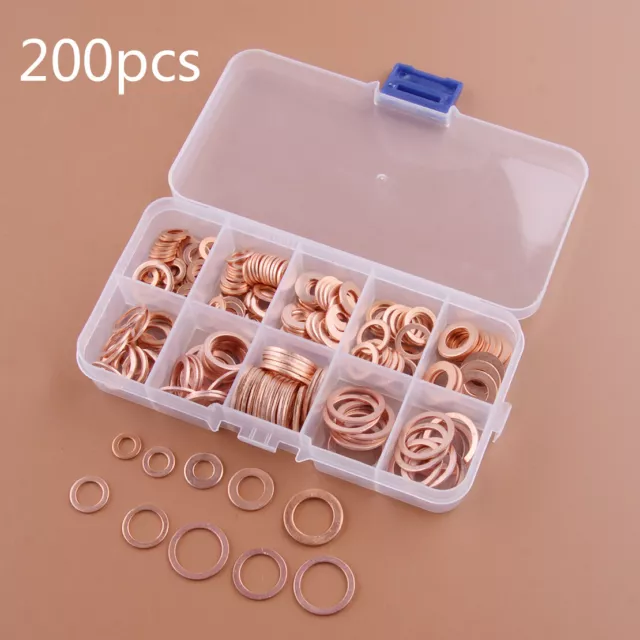 9Sizes Assorted Copper Crush Washers Seal Engine Oil Drain Brake Ring Gasket New