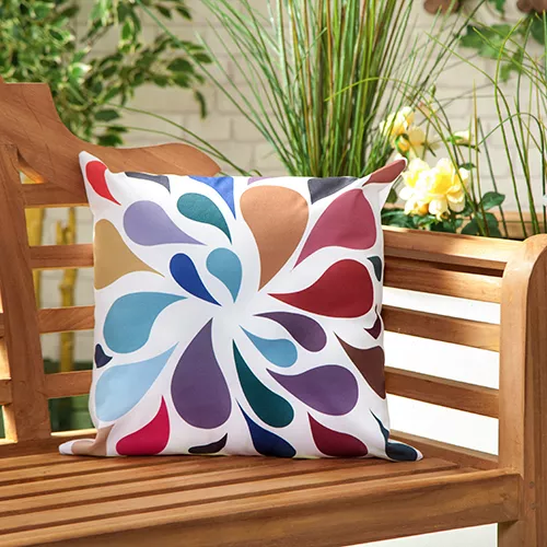 Droplets Multicolour Waterproof Outdoor Scatter Garden Filled Cushion Printed