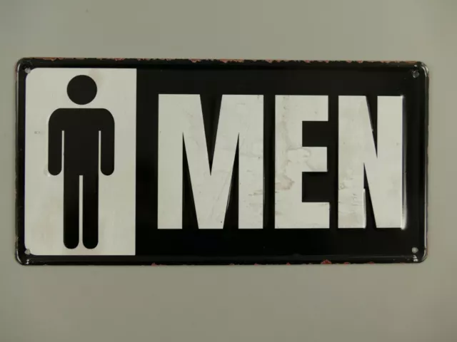 9977756-x Retrò Vintage Targa di Latta Wc Toilette Men 30x15cm
